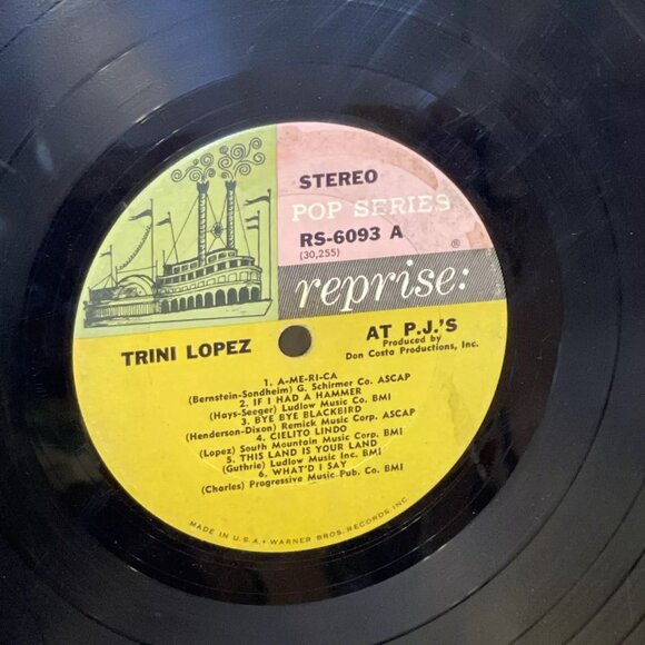 Trini Lopez Trini Lopez At PJ's (Vinyl, 1963) Reprise RS-6093 Good LP Record - Picture 7 of 12